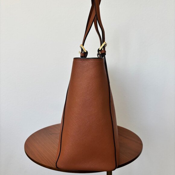 Tory Burch York Buckle Large Tote Leather Luggage/Camel/Tan - Picture 3 of 16